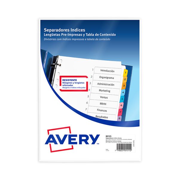 Indice-separadores-Avery-imprimibles-Laser--Inkjet-Numerados--1-31--A4-Surtidos