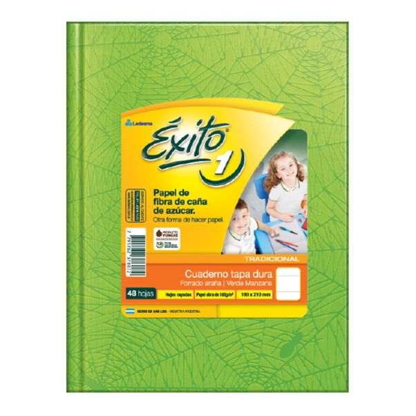 Cuaderno-escolar-Exito-E1-T-dura-48hjs.-Rayado.-Universo-Verde-Manzana