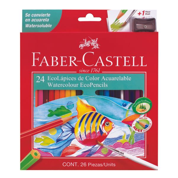 Lapices-de-colores-Faber-Ecolapiz-Acuarelable---sacapuntas-sin-cargo--Caja-x-24-