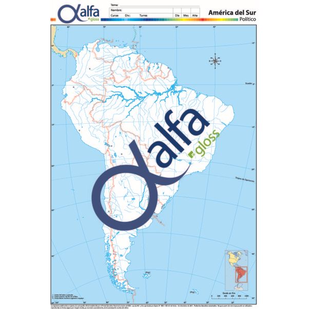 Mapa N 5 America Del Sur Division Politico Por Unidad Staples