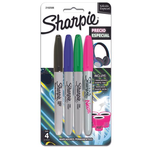 Sharpie-fiesta-x4---3-marcadores-trazo-fino-azul-negro-y-rojo-y-1-neon-rosa.