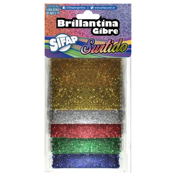 Brillantina-SIFAP-Gibre-Colores-Surtidos---Pack-x-5-sobres
