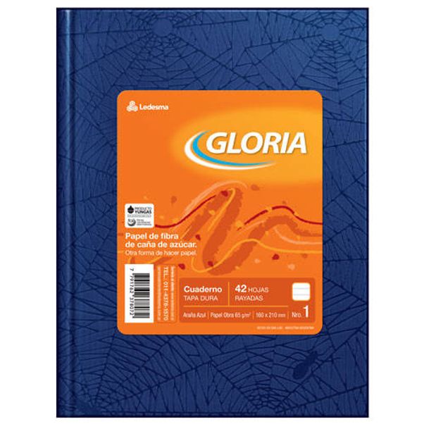 Cuaderno-escolar-Gloria-16-x-21-cm-Araña.-Tapa-dura.-84-hojas-rayadas.-Azul