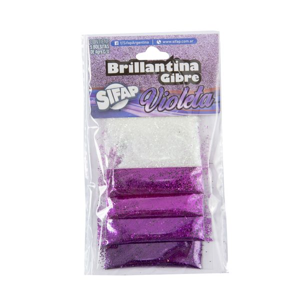 Brillantina-SIFAP-Gibre-Violeta-Degrade---Pack-x-5-sobres