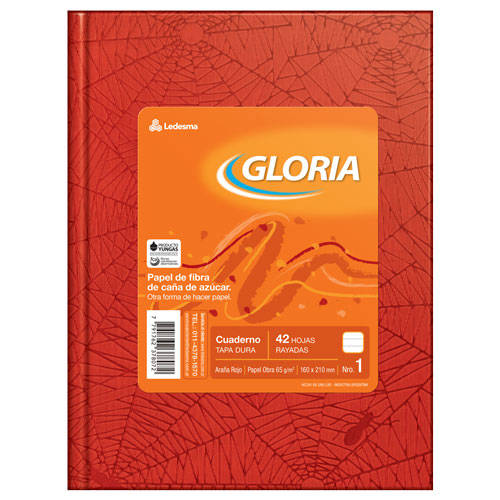 Cuaderno-escolar-Gloria-16-x-21-cm-Araña.-Tapa-dura.-42-hojas-rayadas.-Rojo